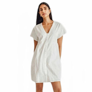 Madewell Cottage Eyelet Button Front V-Neck Mini Dress Women's sz S NWT